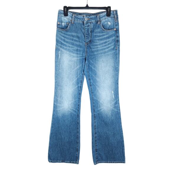 Pilcro and the Letterpress Denim - Pilcro Womens Bootcut Jeans 29 Medium Wash Boho Chic Casual Soft Girl Streetwear